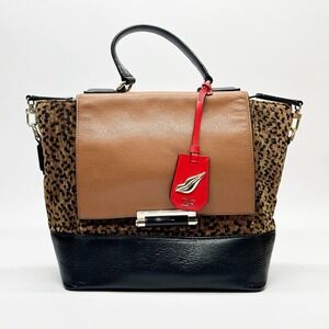 Diane Von Furstenberg 440 Leopard Top Handle Women's Leather Satchel